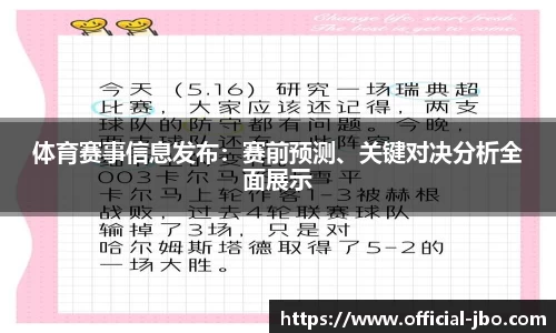 体育赛事信息发布：赛前预测、关键对决分析全面展示